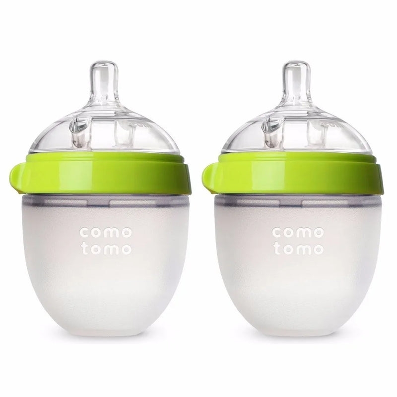 Garrafa de silicone para crianças, BPA Free Feeding Bottle para crianças, Verde e rosa, 5 oz e 8 oz, 2 pacotes