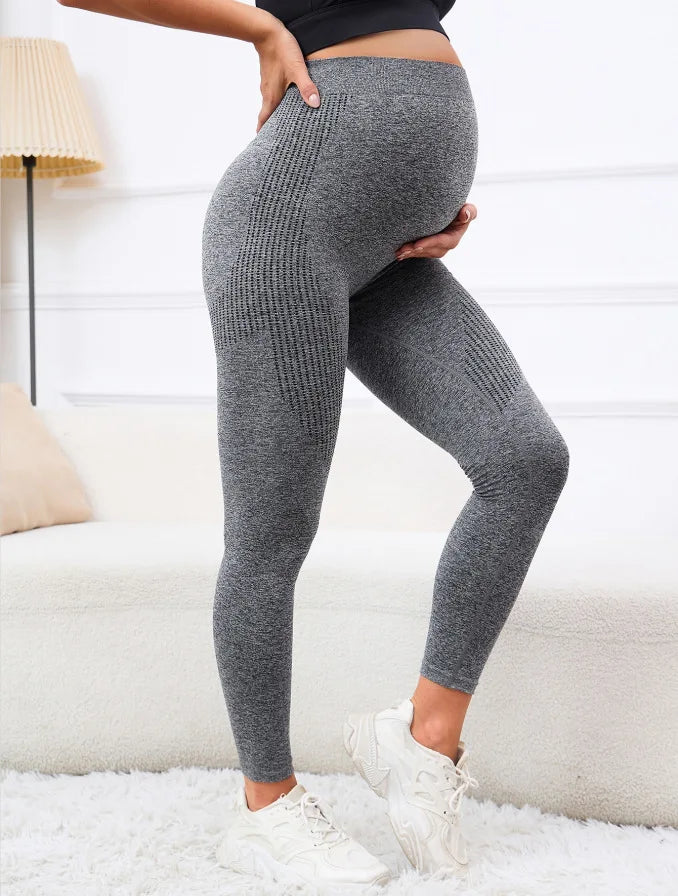 Leggings elásticos de maternidade cintura alta para gestantes, calças fitness, apoio da barriga, leggins pós-parto