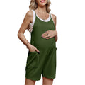 Macacão de maternidade feminina grávida, calções, macacão casual com bolsos, sem mangas, ajustável, solto, macacão de gravidez, verão