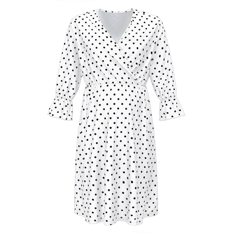Roupas para grávidas 2025 primavera verão novo vestido de gravidez feminino bolinhas impressão casual vestidos femininos roupas de amamentação