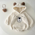 Baby Autumn Winter Clothes Romper Clothes Cute Hooded Bear Baby Plush Romper Clothes Warm Double-Sided Velvet Jumpsuit