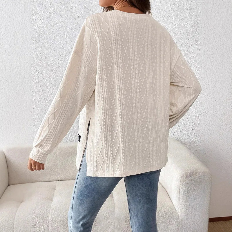 Mulheres grávidas roupas camisetas roupas para grávidas usam em torno do pescoço manga longa monocromático lazer diário camiseta