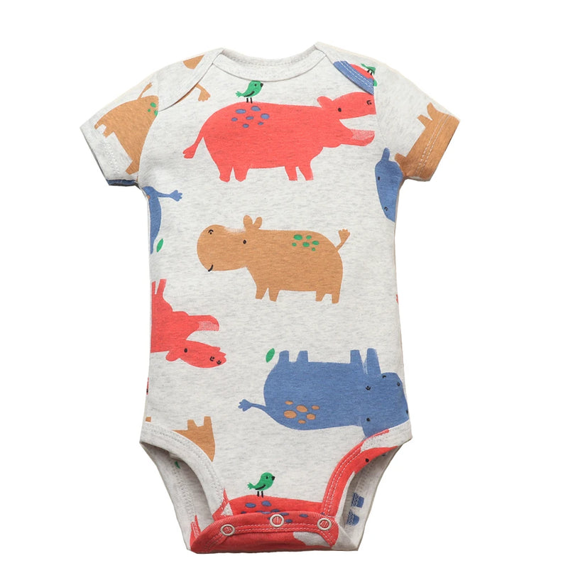 Bodysuits de mangas curtas para bebês meninos e meninas, 100% algodão, macacão recém-nascido, roupas infantis, 6-24 meses, 5 pçs/lote