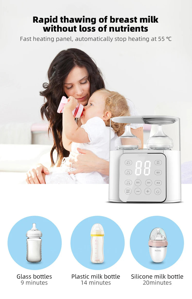 Aquecedor de mamadeira para bebês, multifuncional, rápido, aquecedor de alimentos para bebês, aquecedor de leite, esterilizador com controle preciso de temperatura
