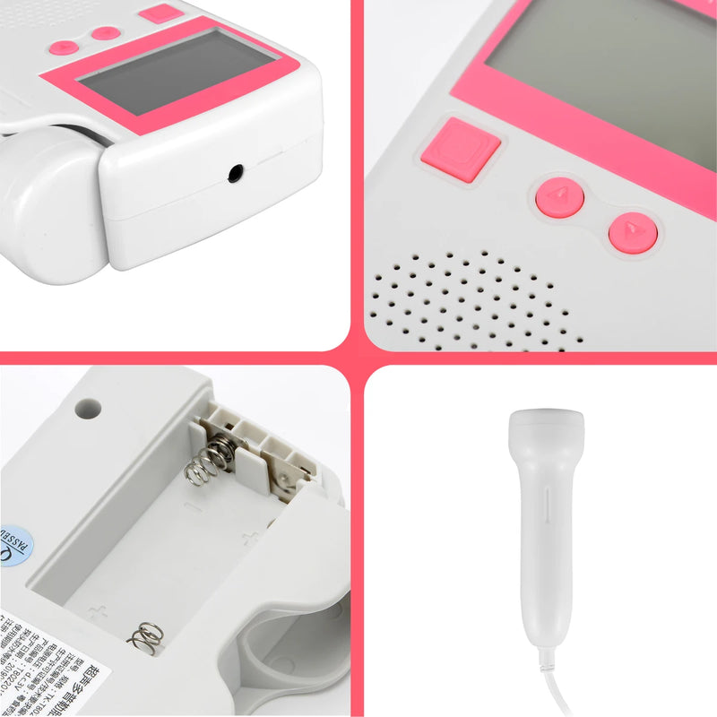 Atualizado 3.0 mhz doppler fetal monitor de freqüência cardíaca em casa gravidez bebê fetal som detector de freqüência cardíaca display lcd sem radiação
