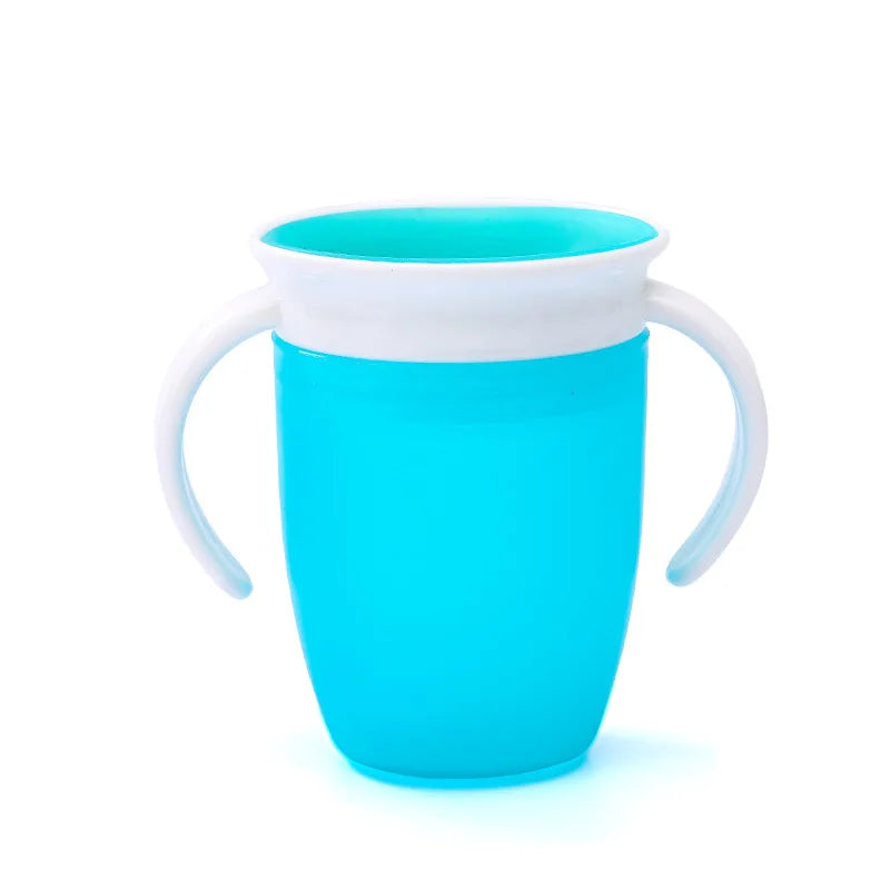 Bebê aprendendo bebendo copo com alça dupla tampa flip, Leakproof, Silicone bebês copos de água, 360 graus podem ser girados
