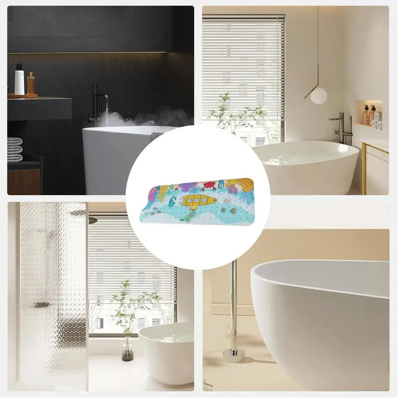 Tapete de banheira para bebês, padrão de desenho animado, banheira, chuveiro, antiderrapante, 40x16 espaços, lavável à máquina, tapete de banheira para bebês com