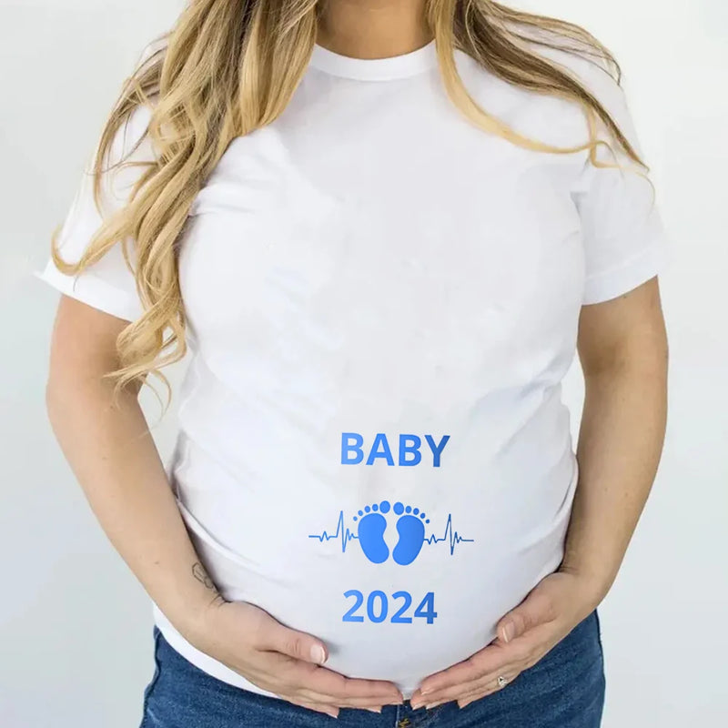 T-shirt maternidade com estampa de bebê para gestante, manga curta, anúncio da gravidez, roupa nova da mãe, 2019