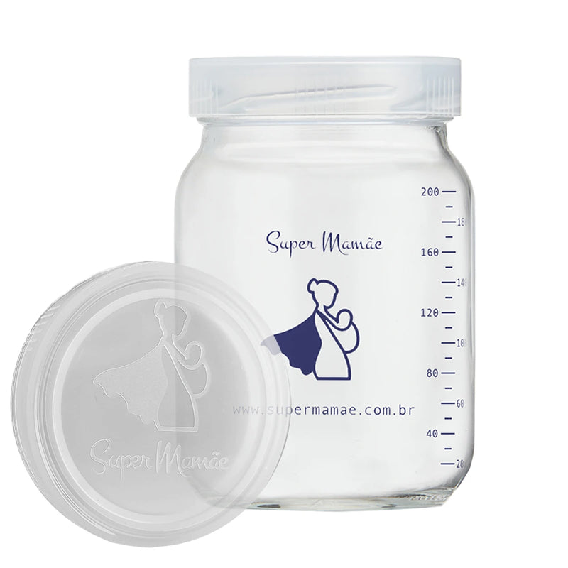 Kit Com 8 Potes De Vidro Para Guardar Leite Materno De 200ml Graduados
