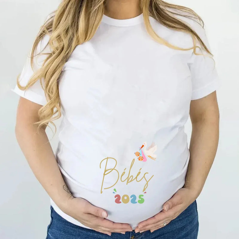 T-shirt maternidade com estampa de bebê para gestante, manga curta, anúncio da gravidez, roupa nova da mãe, 2019