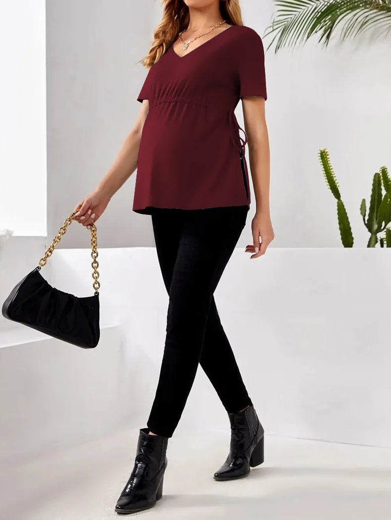 Mulheres grávidas topo de manga curta amamentação camiseta maternidade mãe verão topo casual camiseta pulôver roupas femininas