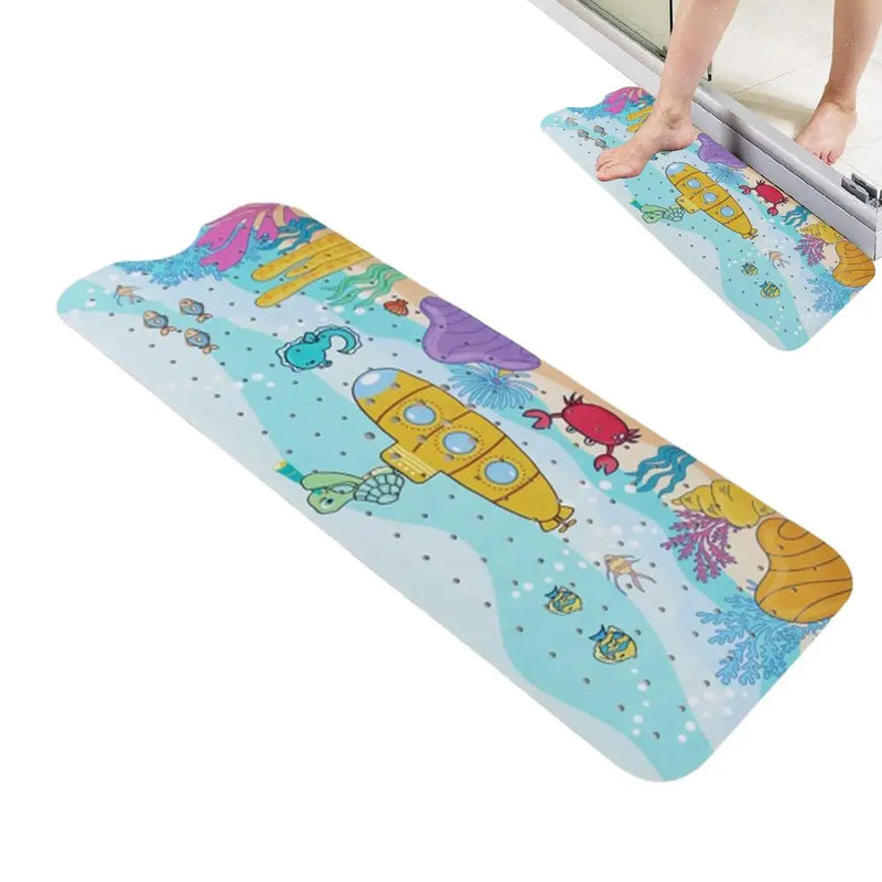 Tapete de banheira para bebês, padrão de desenho animado, banheira, chuveiro, antiderrapante, 40x16 espaços, lavável à máquina, tapete de banheira para bebês com