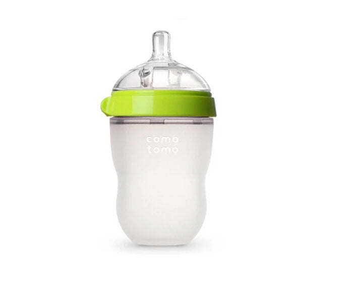 Garrafa de silicone para crianças, BPA Free Feeding Bottle para crianças, Verde e rosa, 5 oz e 8 oz, 2 pacotes