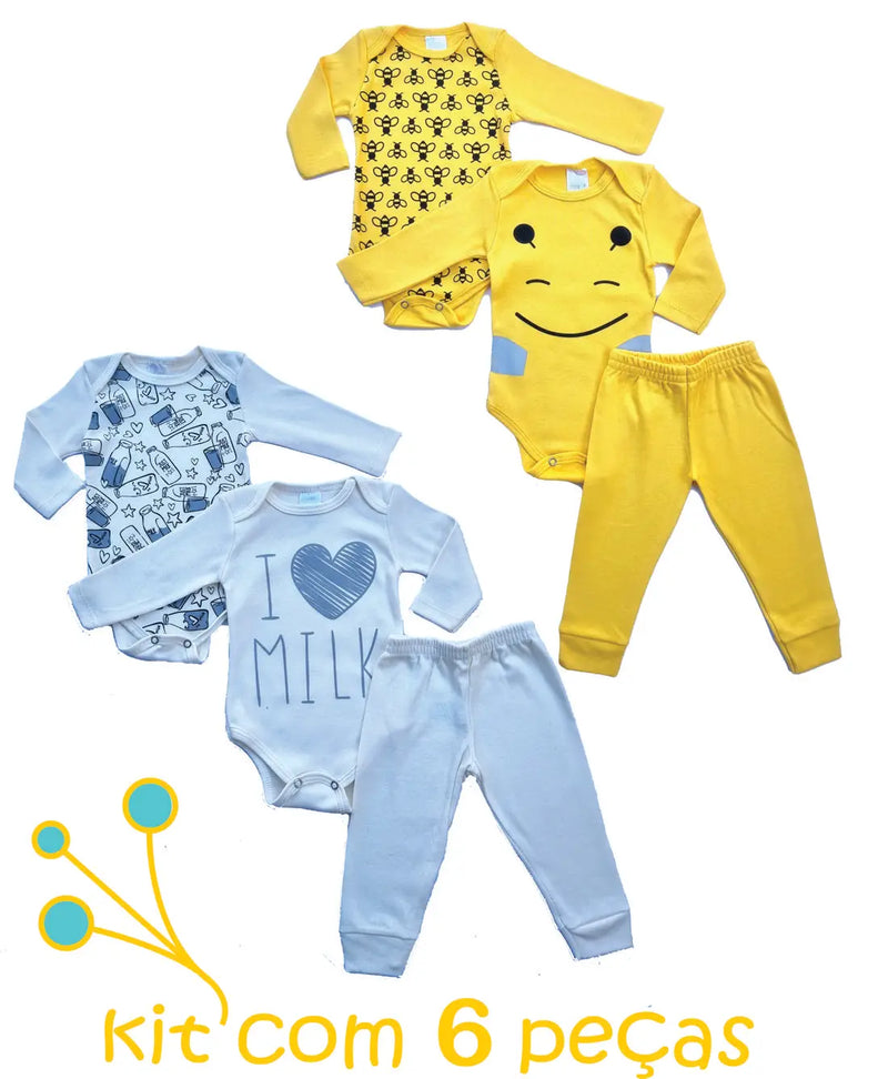 Body Bebe Kit 6 Peças Menina Ou Menino INVERNO Enxoval Recém Nascido