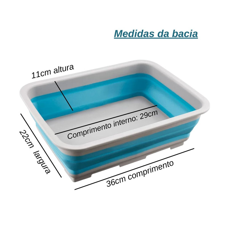 Bacia Multiuso Sanfonada 7Litros Dobrável Uso Diário Casamia (CM100153V)