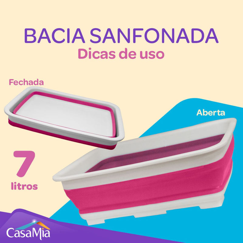 Bacia Multiuso Sanfonada 7Litros Dobrável Uso Diário Casamia (CM100153V)