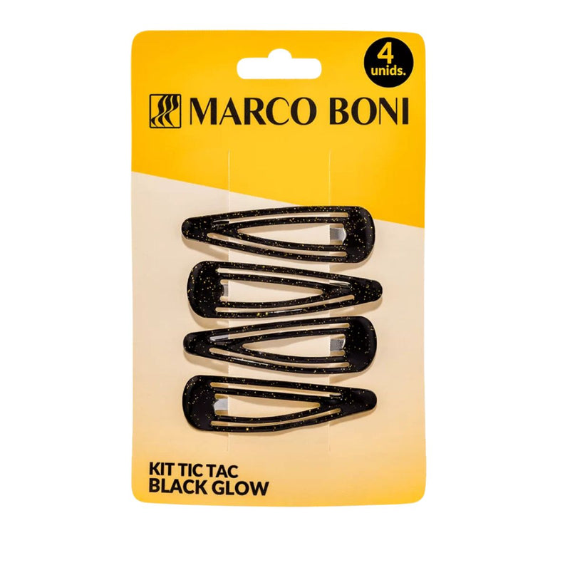 Kit 4 Presilhas De Cabelo Tic Tac Black Glow Marco Boni (MB8502V)