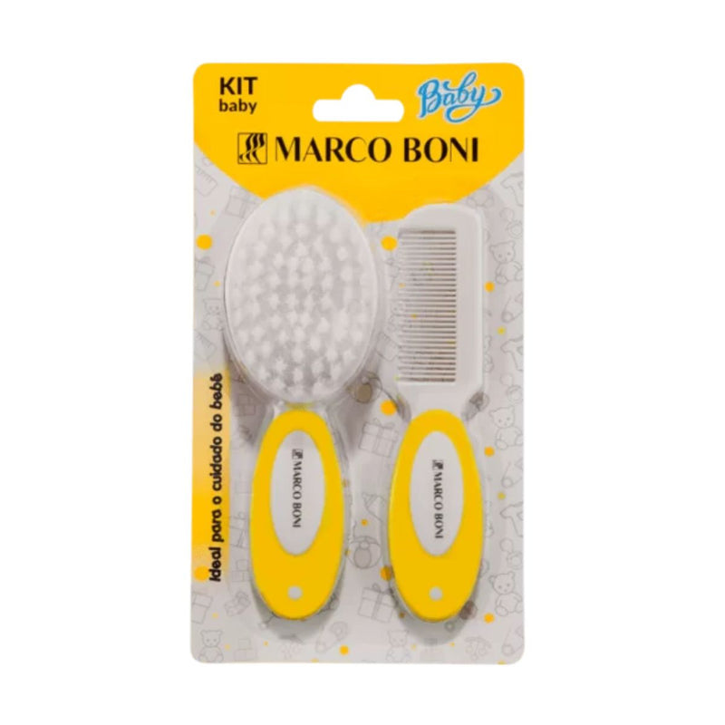 Kit Escova E Pente De Cabelo Baby Cerdas Macias Marco Boni (MB8696V)