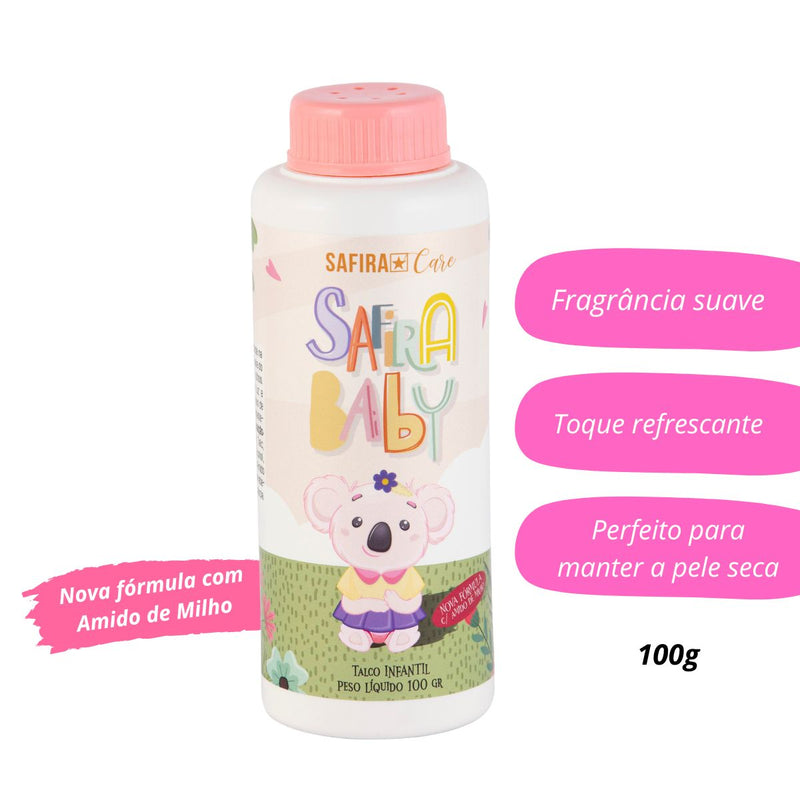 Talco Perfumado Infantil 100g Cuidado E Proteção Safira Baby (SA97528V)