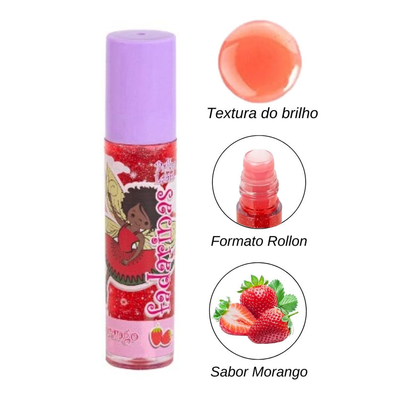 Brilho Labial Rollon Coleção Fadarinas Sabor Morango Safira (SA62052V)