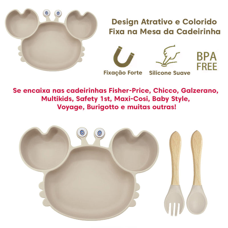 Kit de Alimentação para Bebês de Silicone 6 Peças Caranguejinho Divertido