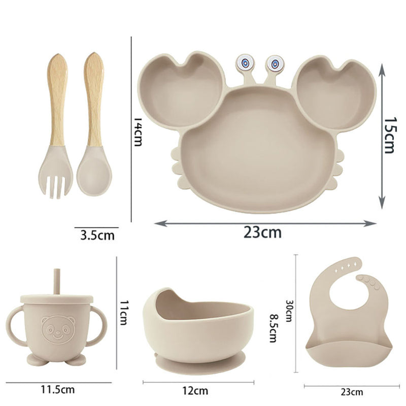 Kit de Alimentação para Bebês de Silicone 6 Peças Caranguejinho Divertido