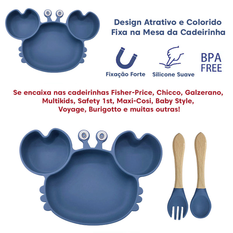 Kit de Alimentação para Bebês de Silicone 6 Peças Caranguejinho Divertido