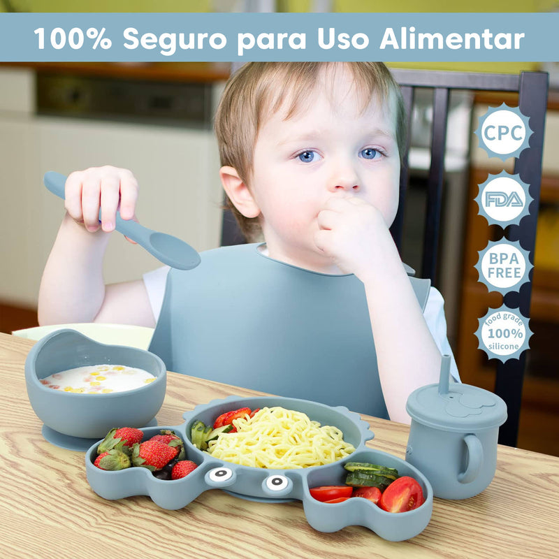 Kit de Alimentação para Bebês de Silicone 6 Peças Caranguejinho Divertido