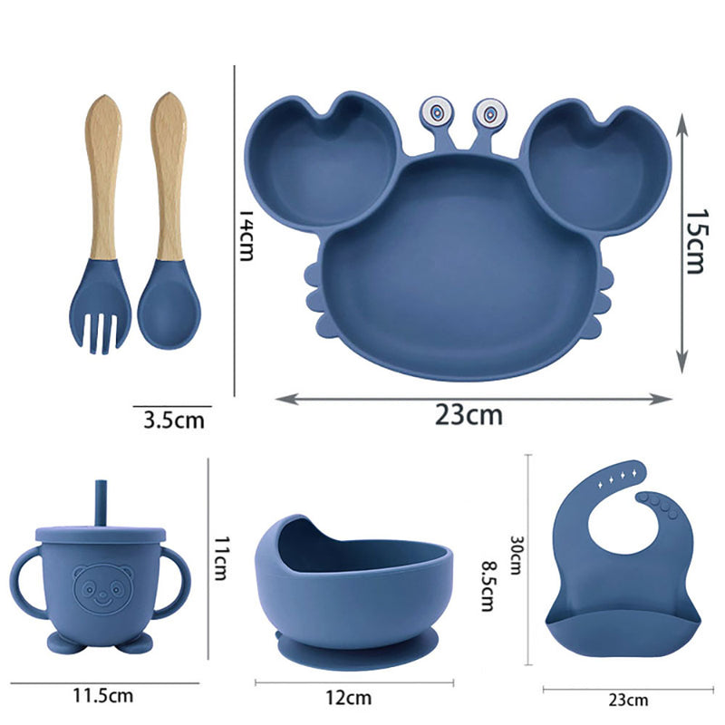 Kit de Alimentação para Bebês de Silicone 6 Peças Caranguejinho Divertido