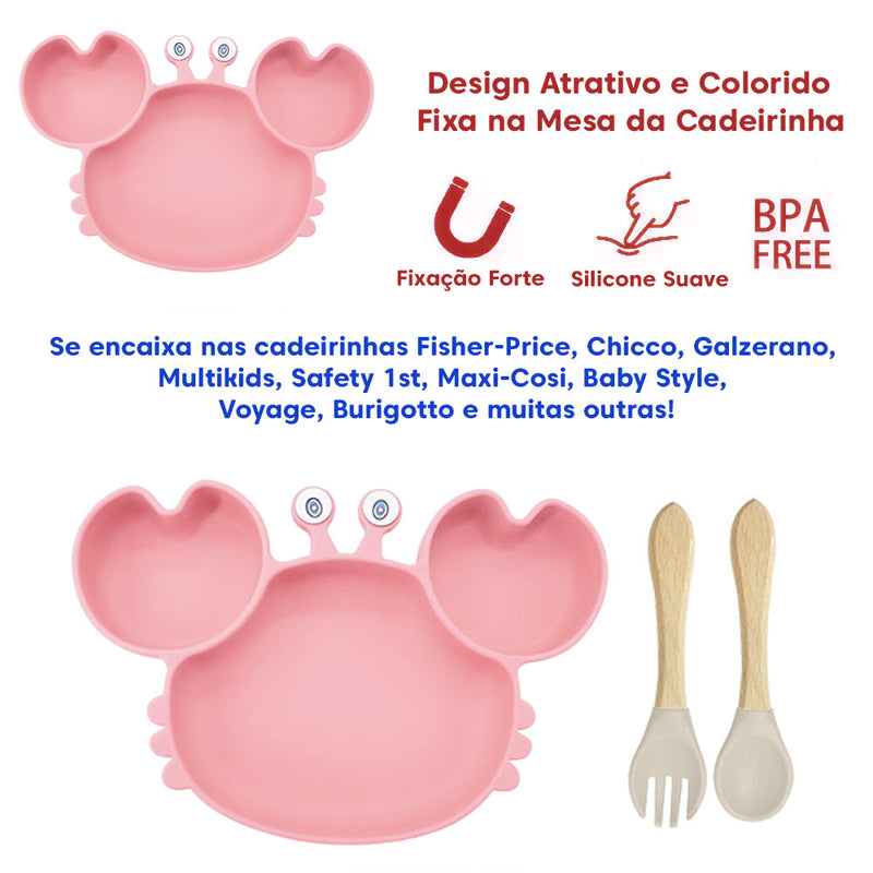 Kit de Alimentação para Bebês de Silicone 6 Peças Caranguejinho Divertido