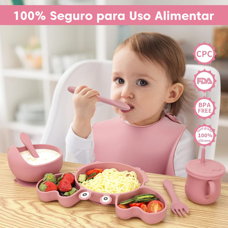 Kit de Alimentação para Bebês de Silicone 6 Peças Caranguejinho Divertido