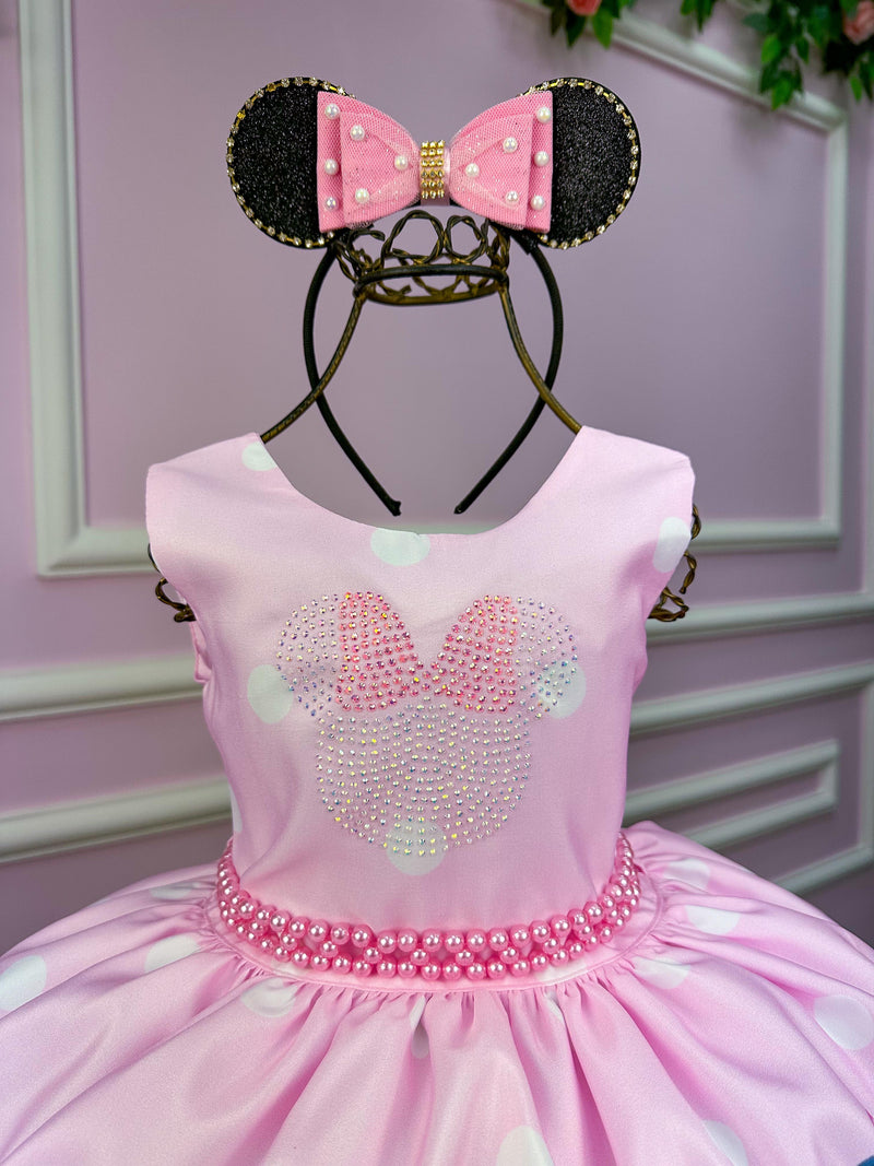 Vestido Tematicos da Miss Minnie/Minie Rosa Bebe (VESTTMTMINERSBB)