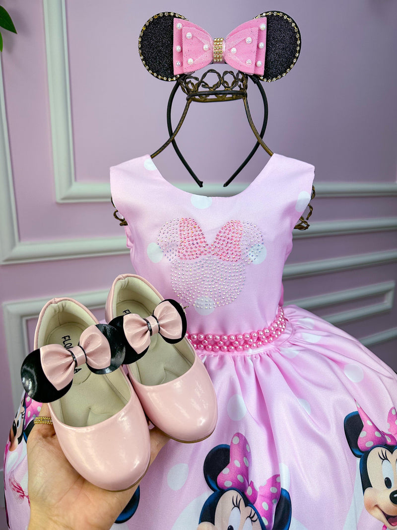 Vestido Tematicos da Miss Minnie/Minie Rosa Bebe (VESTTMTMINERSBB)