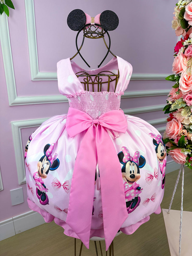 Vestido Tematicos da Miss Minnie/Minie Rosa Bebe (VESTTMTMINERSBB)