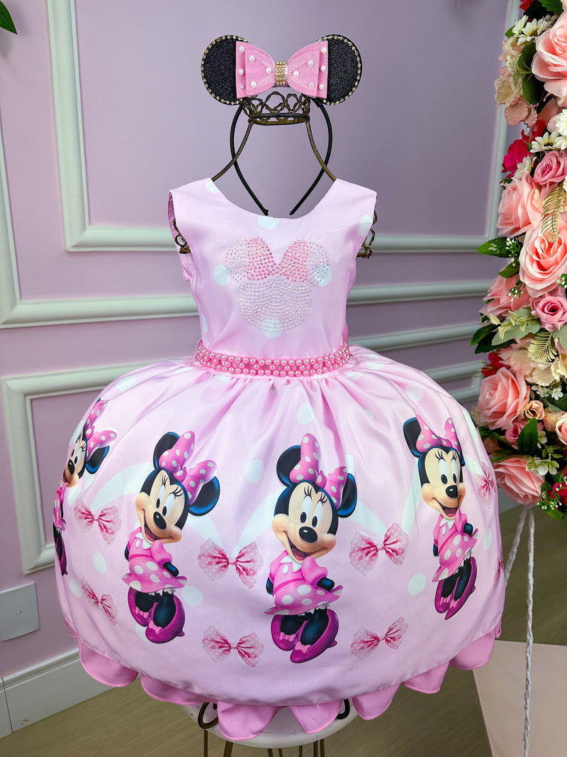 Vestido Tematicos da Miss Minnie/Minie Rosa Bebe (VESTTMTMINERSBB)