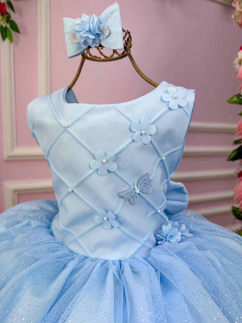 Vestido Princesa Belli Azul Bebe Jardim Encantado (VESTBLLIJRDENCAZLBB)