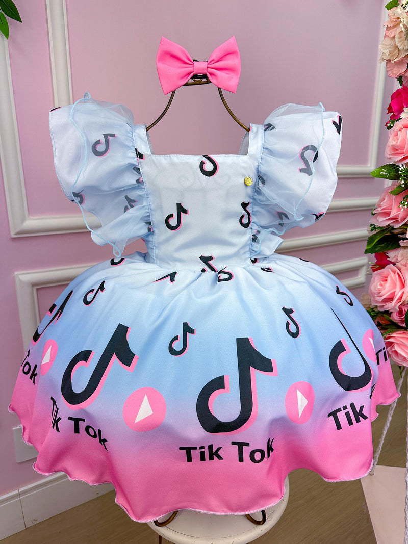 Vestido Temáticos Kids Tik Tok Azul Bebe (VESTTMTKIDSTIK)