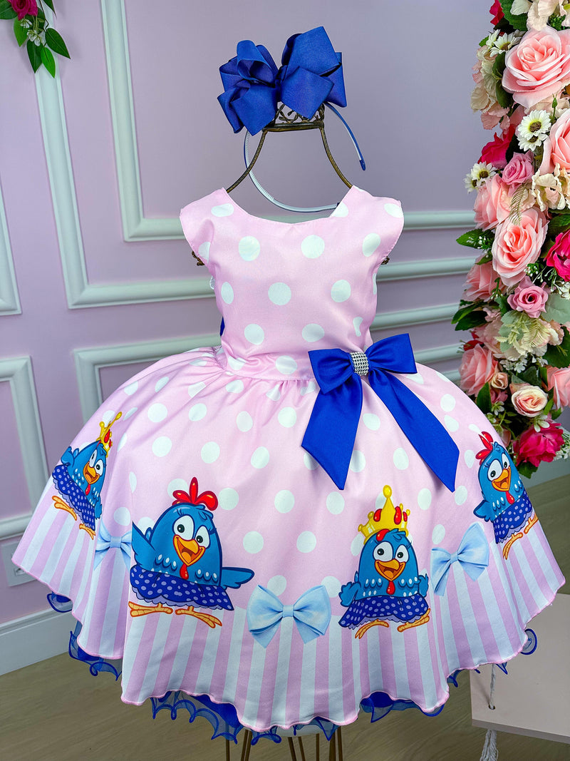 Vestido Tematicos Luxo Galinha Pintadinha Rosa e Azul (VESTGALNRSAZL)