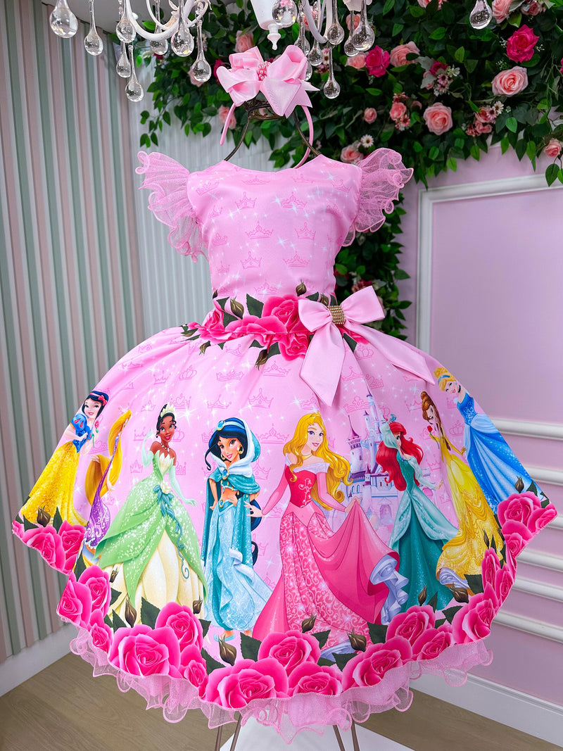 Vestido Tematicos Luxo Princesas Disney Rosa Manga Tule (VESTTMCLXPRNCDNRSMNGTL)