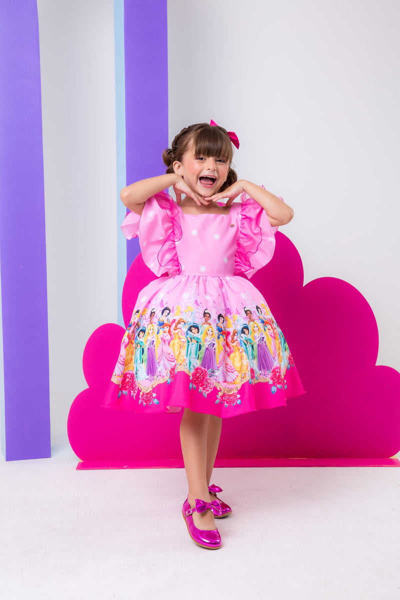 Vestido Temáticos Kids Princesas Disney Rosa (VESTTMCKDSPRNCDNSRS)