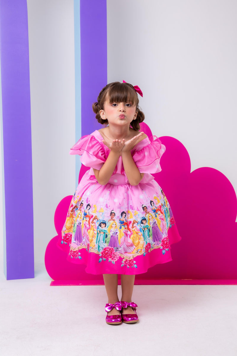 Vestido Temáticos Kids Princesas Disney Rosa (VESTTMCKDSPRNCDNSRS)