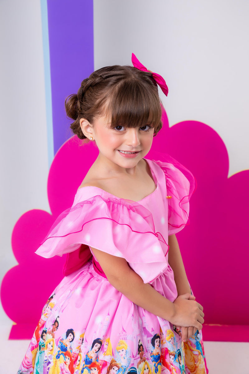 Vestido Temáticos Kids Princesas Disney Rosa (VESTTMCKDSPRNCDNSRS)