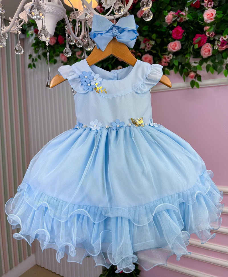 Vestido Vila Lele Borboletas Bebe/Baby Ana Clara Azul Bebe (VSTDVILALLBBBBACB)