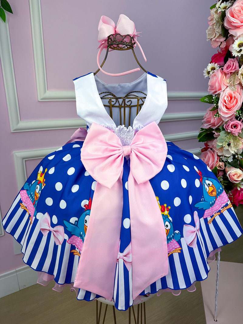 Vestido Tematicos Luxo Galinha Pintadinha Azul e Rosa (VESTTMTLGLNAZL)