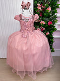 Vestido Vila Lele Longo Jardim Encantado Borboletas Rose (VESTVLLLLNGJRDENCBBRSE)