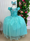 Vestido Vila Lele Longo Jardim Encantado Borboletas Verde Tiffany (VESTVLLLLLNGJRDENCTBBVRDTF)