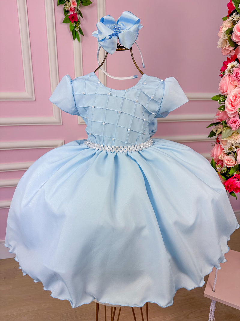 Vestido Ysa Kids Azul Bebe Peito Perolas (VESTYSAKDSAZLBBPTPRLS)