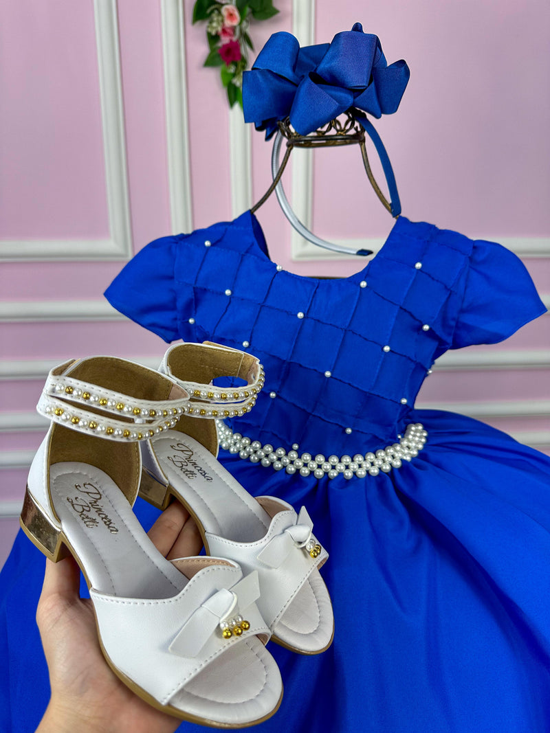 Vestido Ysa Kids Azul Royal Peito Perolas (VESTYSAKDSAZLRYALPTPRL)