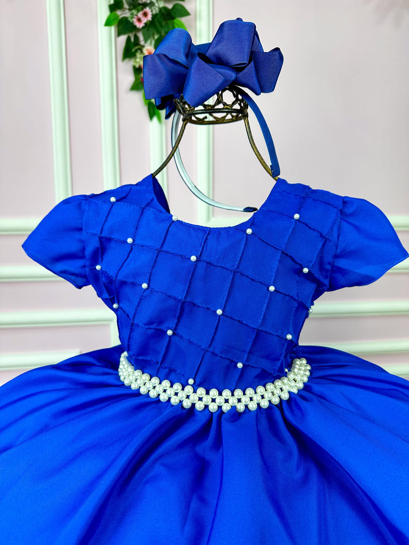 Vestido Ysa Kids Azul Royal Peito Perolas (VESTYSAKDSAZLRYALPTPRL)