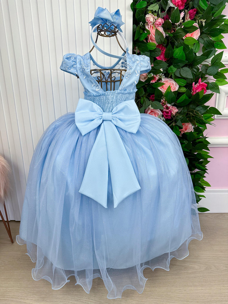 Vestido Vila Lele Longo Jardim Encantado Borboletas Azul Bebe (VESTVLLLLGJRDENCTBBAZLBB)